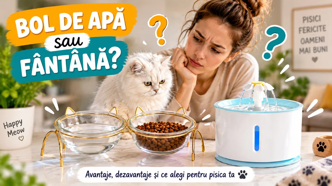 Bol sau fântână de apă pentru pisici? Ce contează cu adevărat
