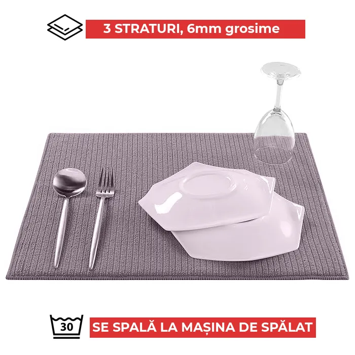 Covoraș textil 3 straturi maro pentru bucătărie