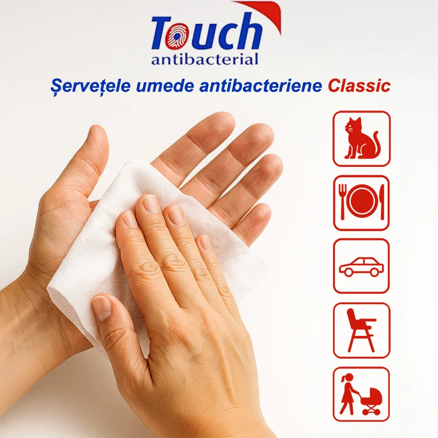 Șervețelele umede antibacteriene Touch Classic