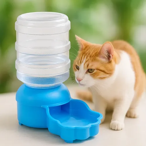 Dispenser de apă pentru pisici și câini, capacitate 2l, Albastru/Transparent