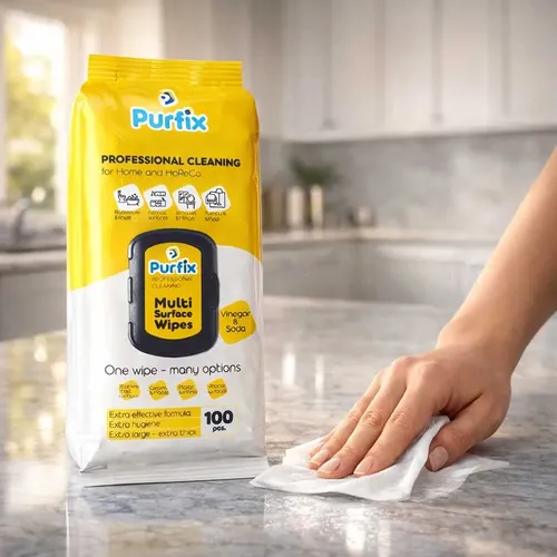 Șervețele umede îngrijire casă PURFIX cu oțet și bicarbonat, 100 buc (flip‑top)