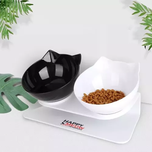 Set dublu boluri alb-negru pentru pisici