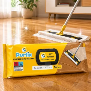 Lavete umede pentru pardoseală cu bicarbonat și oțet Purfix, 50 bucăți