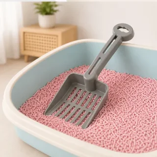 Lopatică pentru litieră pisici, pentru așternut tofu și cristale de silicat
