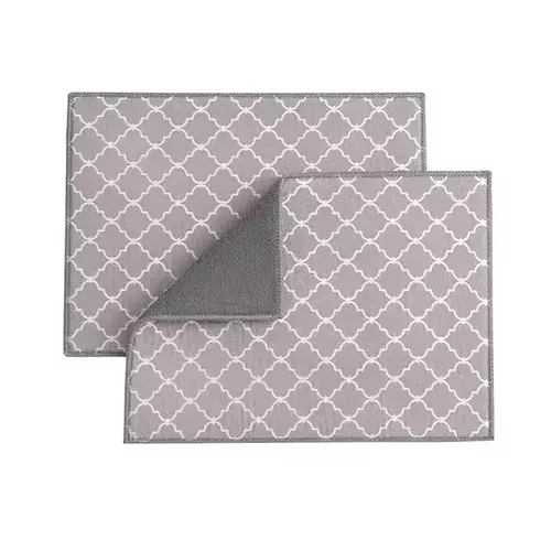 Covoraș absorbant textil 3 straturi pentru blat de bucătărie, 50x40 cm, Model geometric Maro