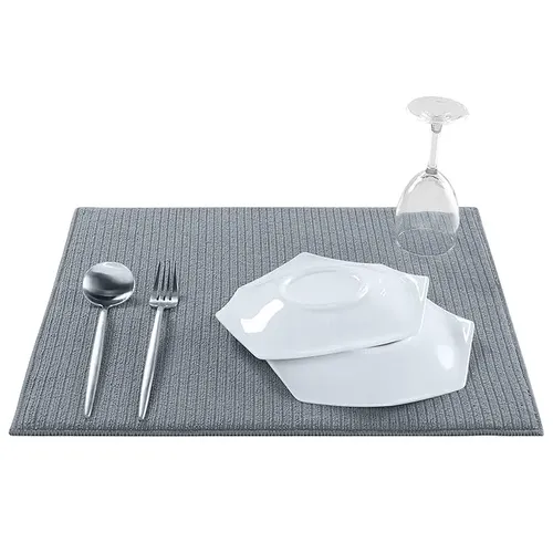 Covoraș absorbant textil 3 straturi pentru blat de bucătărie, 50x40 cm, gri