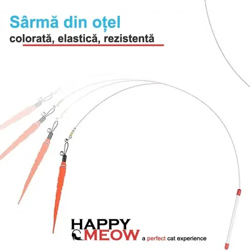 Jucărie interactivă pentru pisici Viermișorul Atractiv Happy Meow cu 2 rezerve, diferite culori