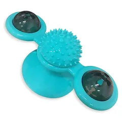 Jucărie pentru pisici, Spinner cu senzor de mișcare, lumină LED, biluță de catnip, turcoaz